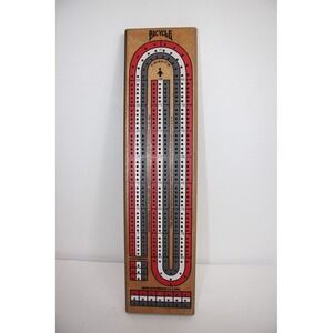 Vintage Bicycle Wooden Cribbage Board Game Track Scoring Wood Card Game